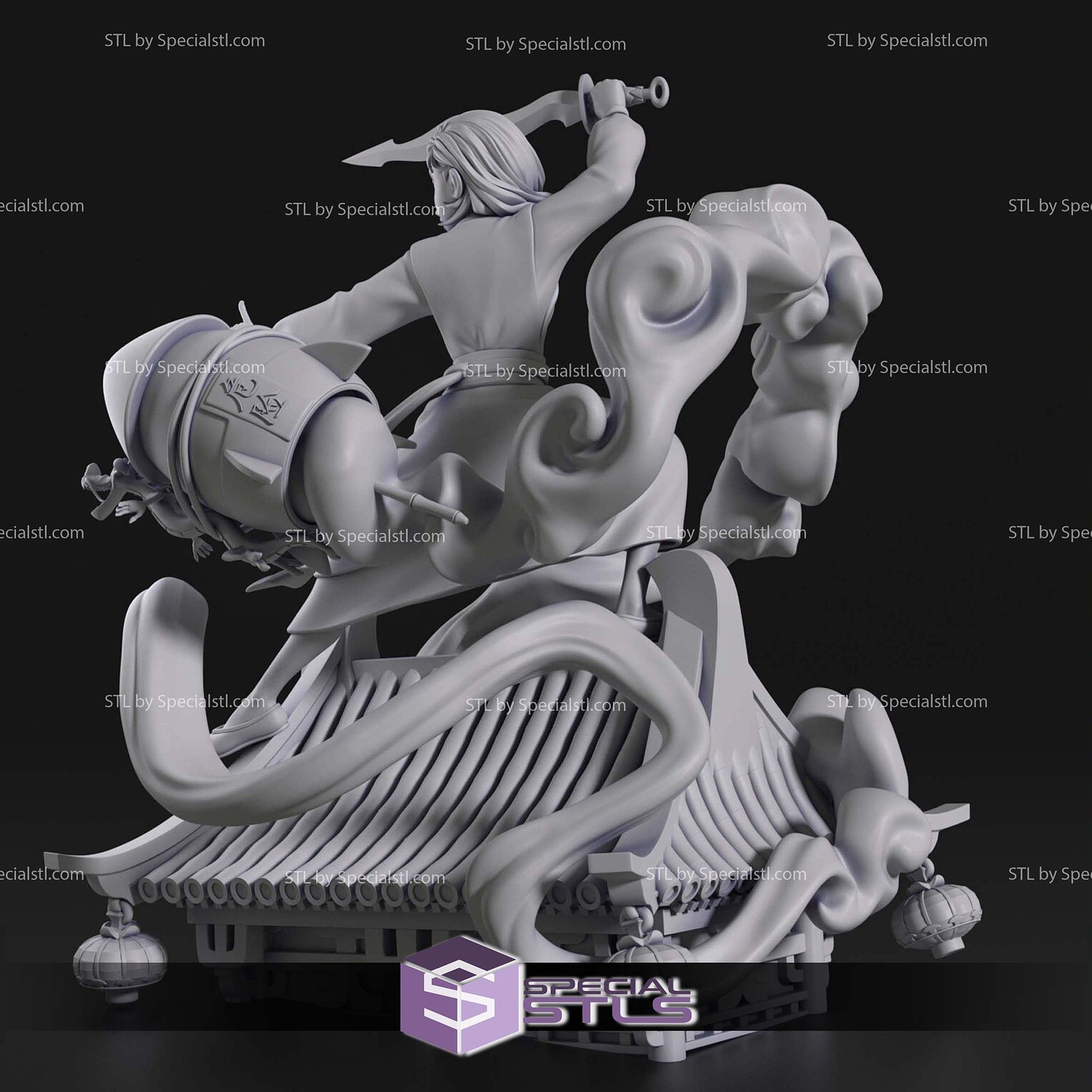 Mulan on Roof Sculptures 3D Printing STL Model — view 4