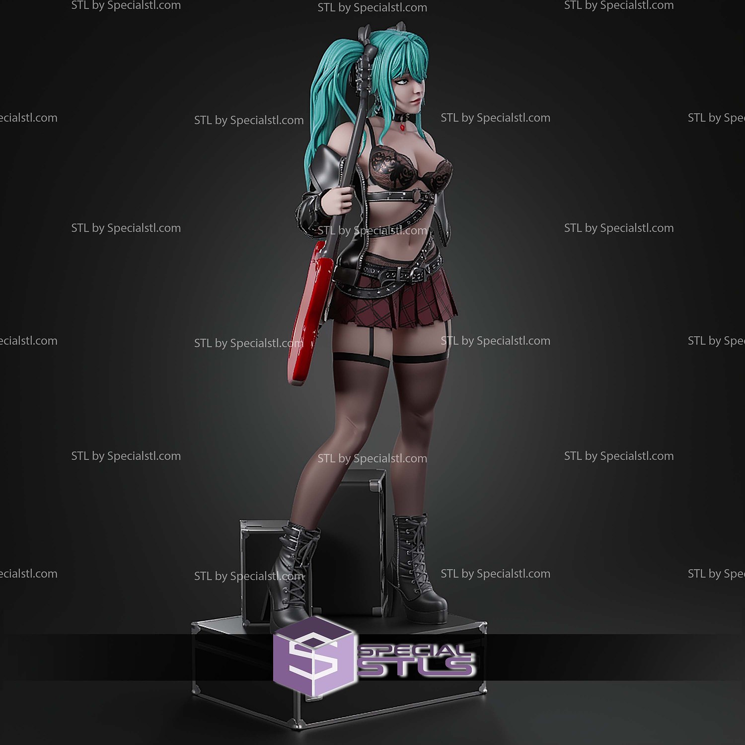 Hatsune Miku Rock STL Files 3D Model — view 2