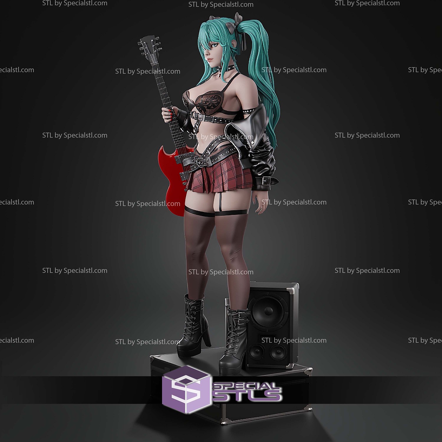 Hatsune Miku Rock STL Files 3D Model — view 3