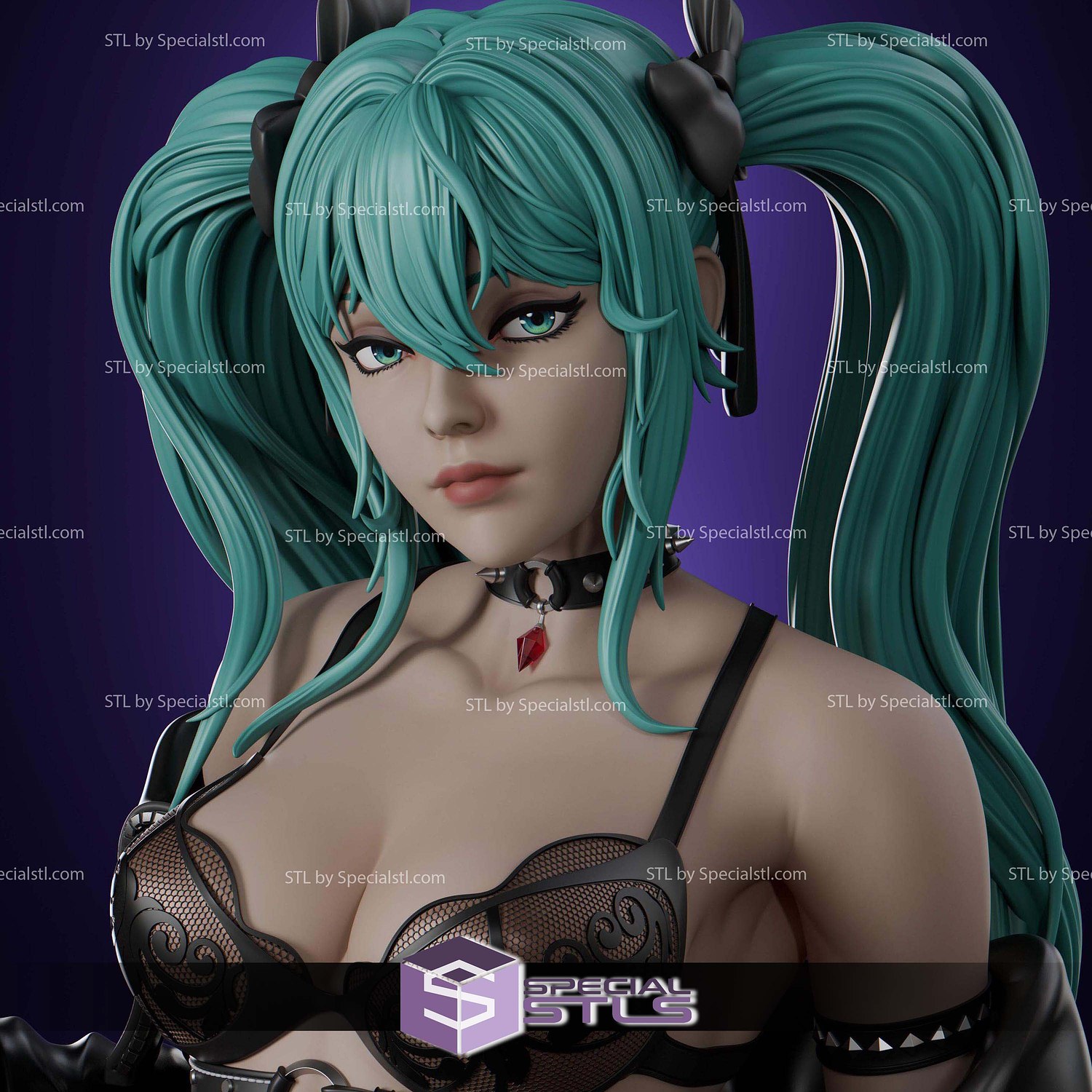 Hatsune Miku Rock STL Files 3D Model — view 4