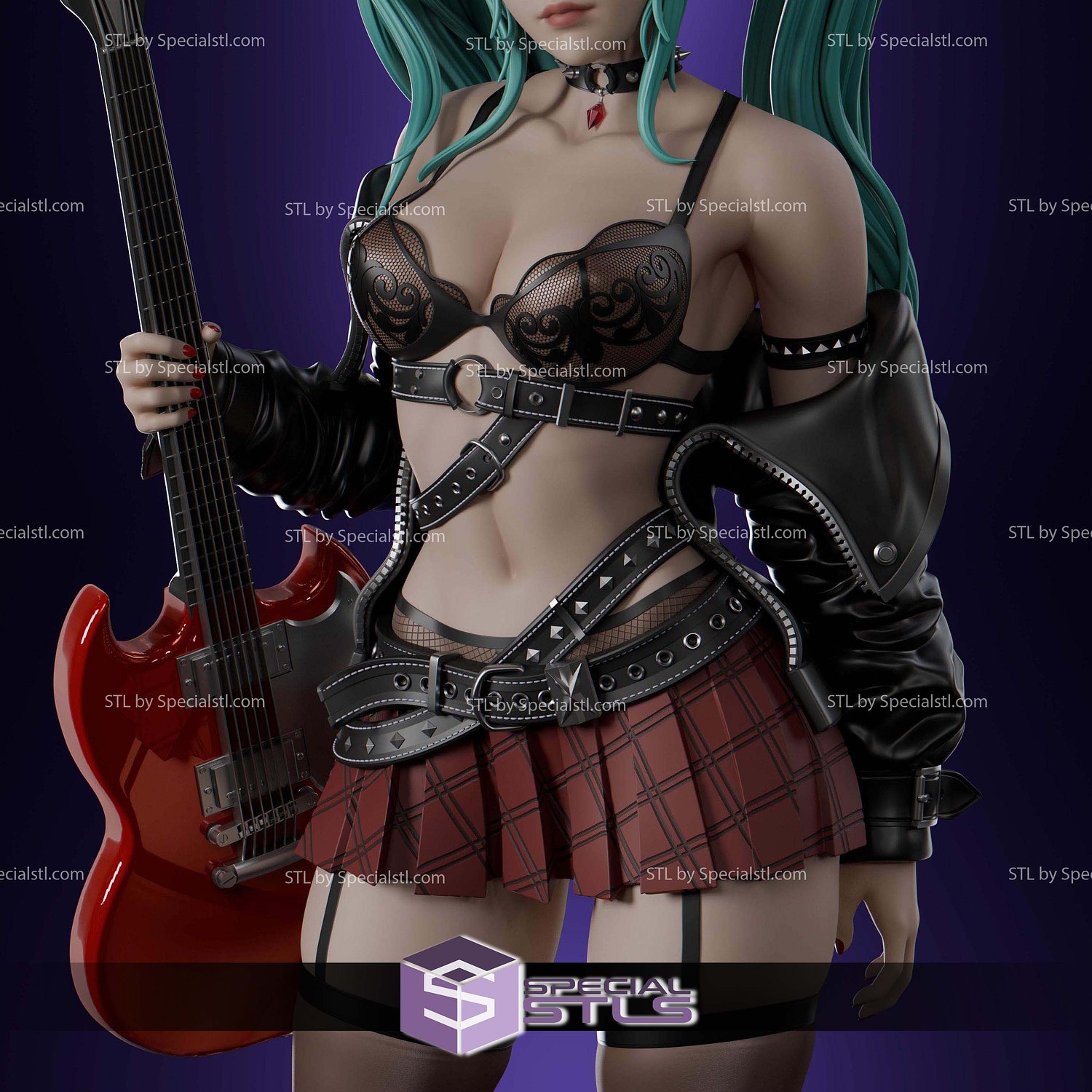 Hatsune Miku Rock STL Files 3D Model — view 7