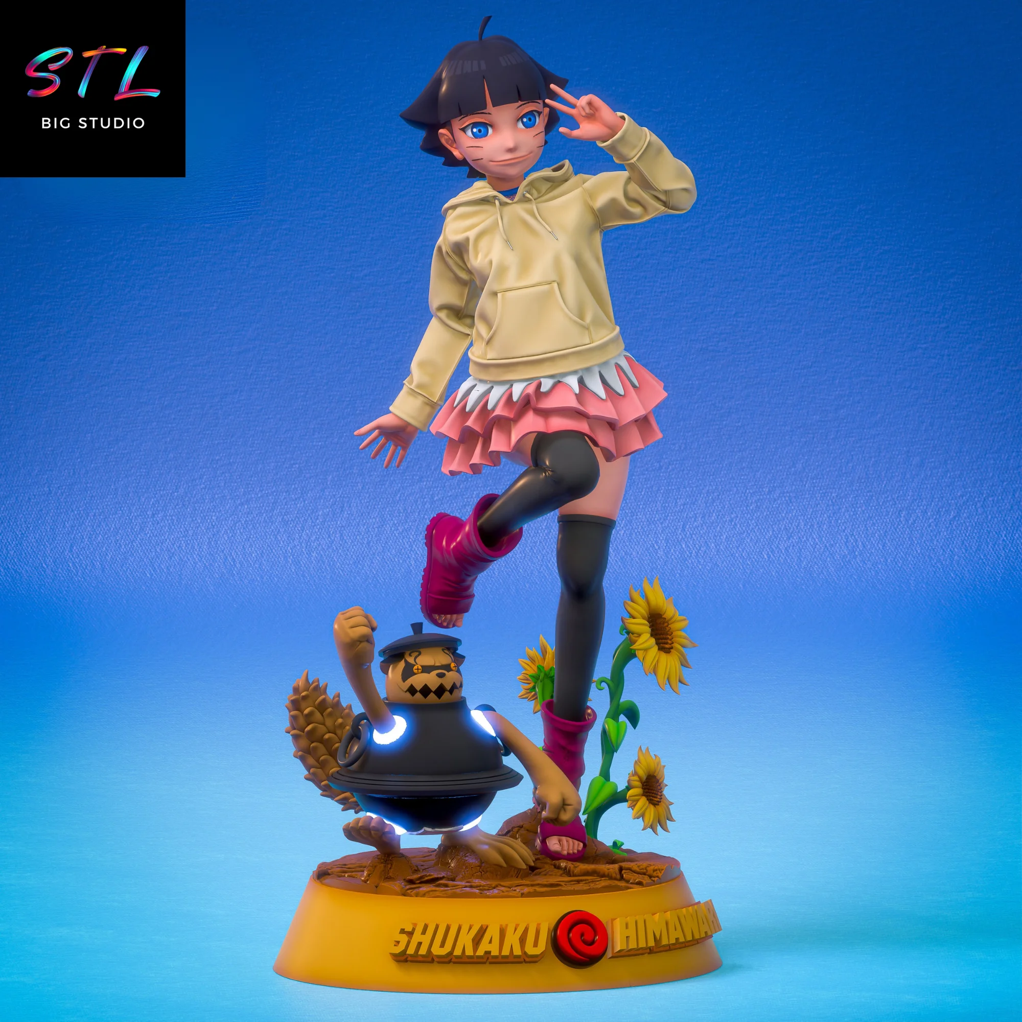 Himawari Uzumaki and Shukaku STL | Boruto: Naruto Next Generations | 3D Printable Figure Model — view 2