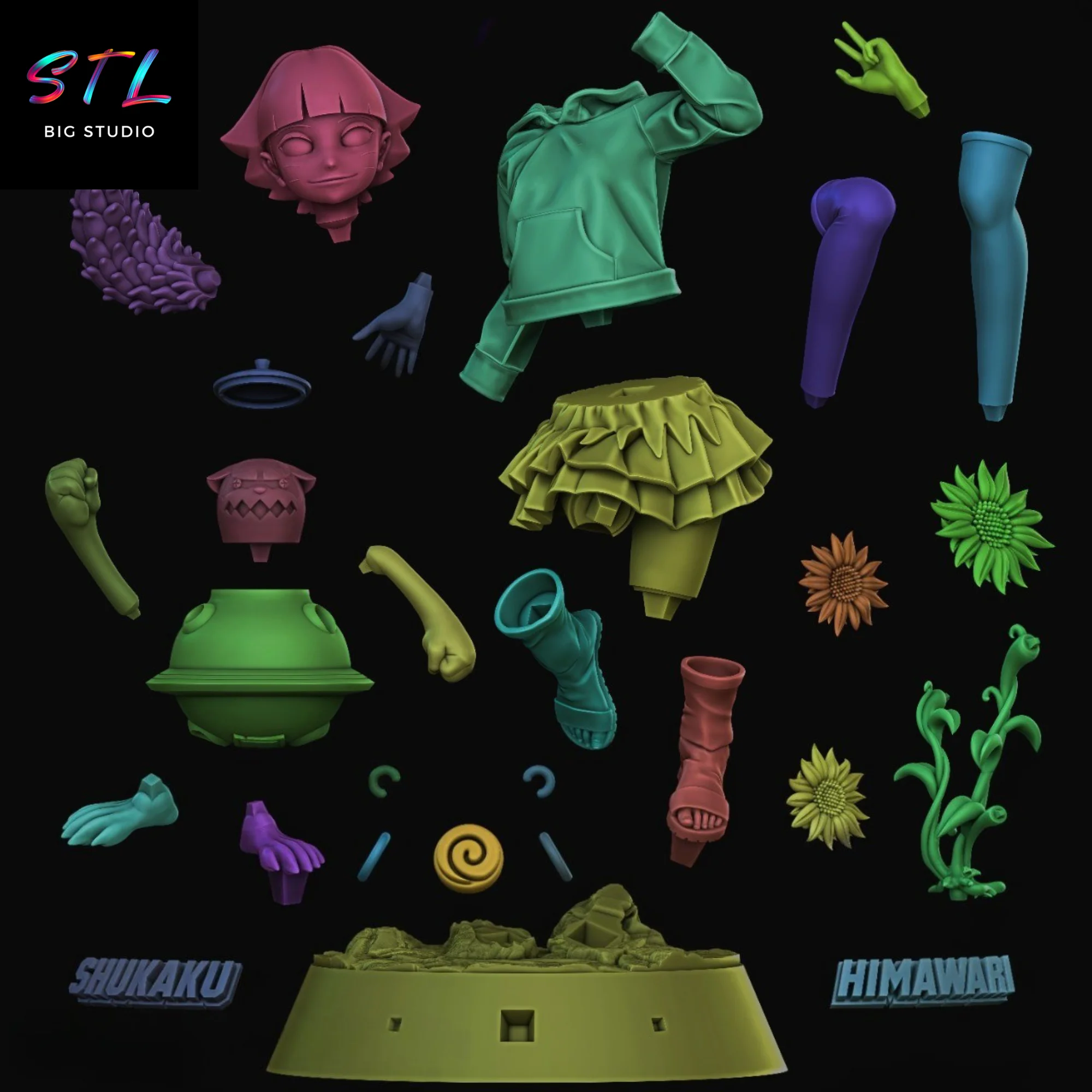 Himawari Uzumaki and Shukaku STL | Boruto: Naruto Next Generations | 3D Printable Figure Model — view 6
