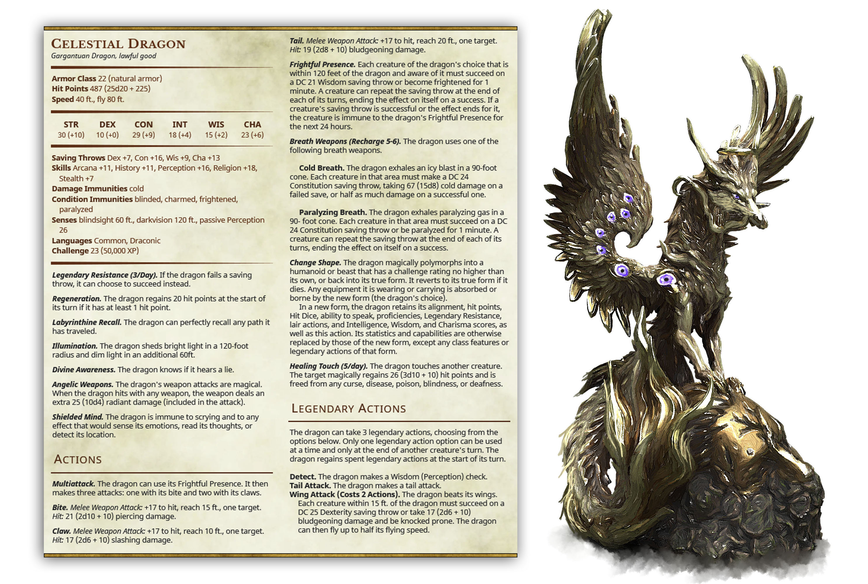 Celestial Dragon - Dragon Lord - PRESUPPORTED - Illustrated and Stats - 32mm scale 3D STL Model