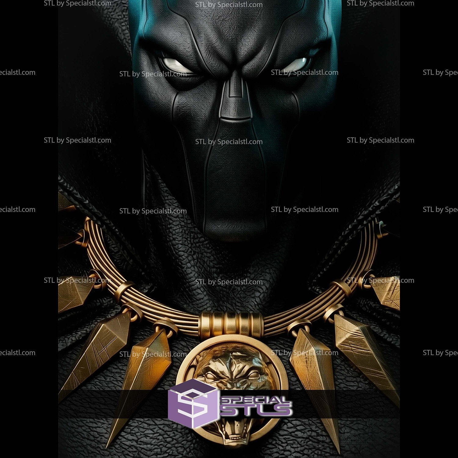Black Panther Comics 380mm Portrait Bust STL Files 3D Model — view 4