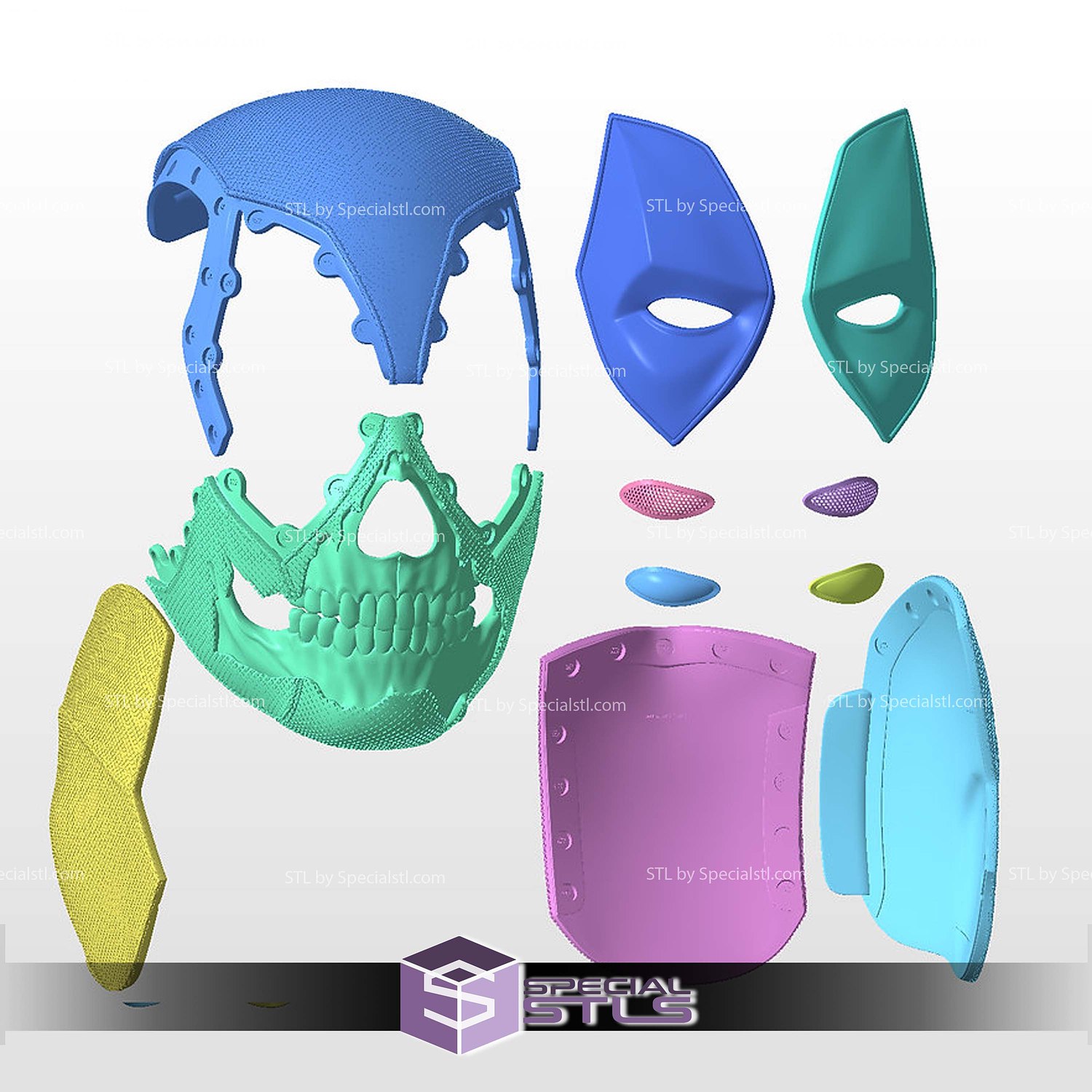 Cosplay STL Files Deadpool 3 Skull Helmet Movie Version 3D Model — view 2