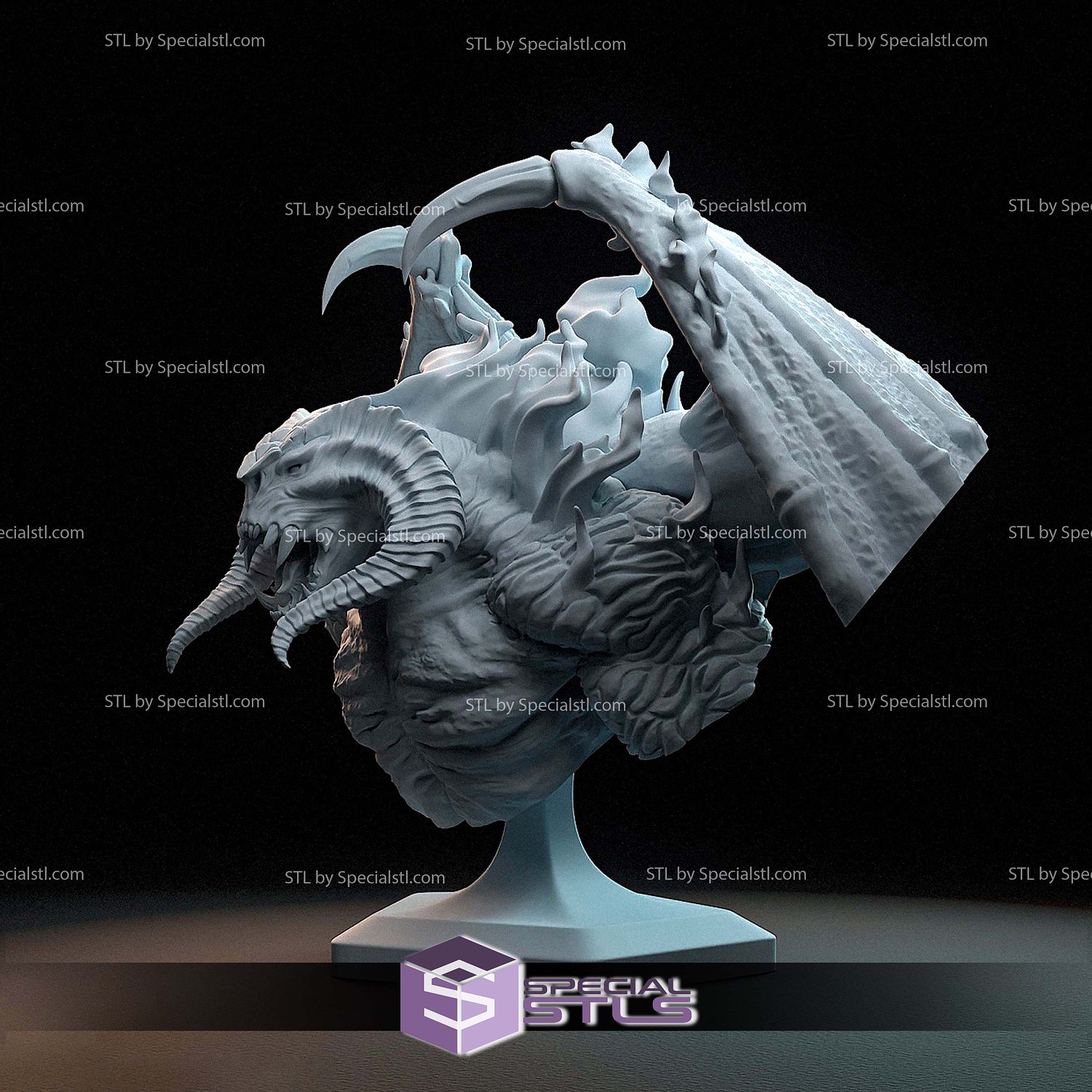 Balrog Fire Bust STL Files 3D Model — view 2