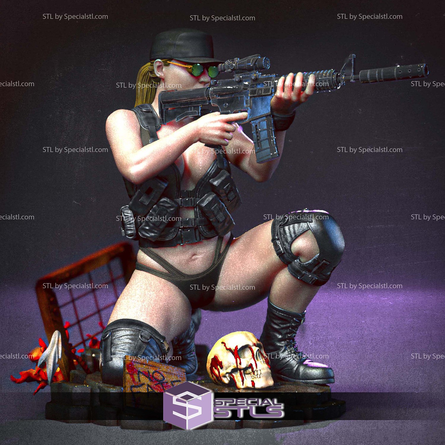 Sarah Connor Sniper Sitting Pose 3D Printer Files STL Model — view 2
