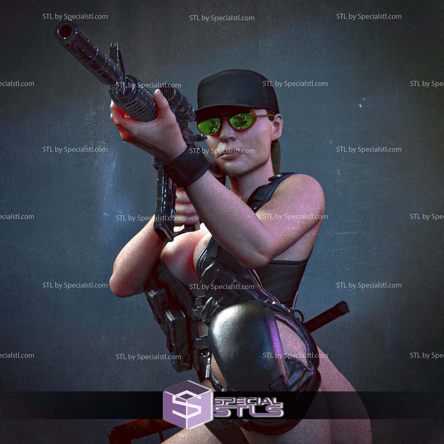Sarah Connor Sniper Sitting Pose 3D Printer Files STL Model — view 3