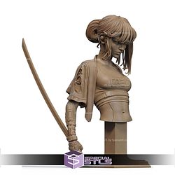 Cyber Samurai Fanart Bust STL Files 3D Model