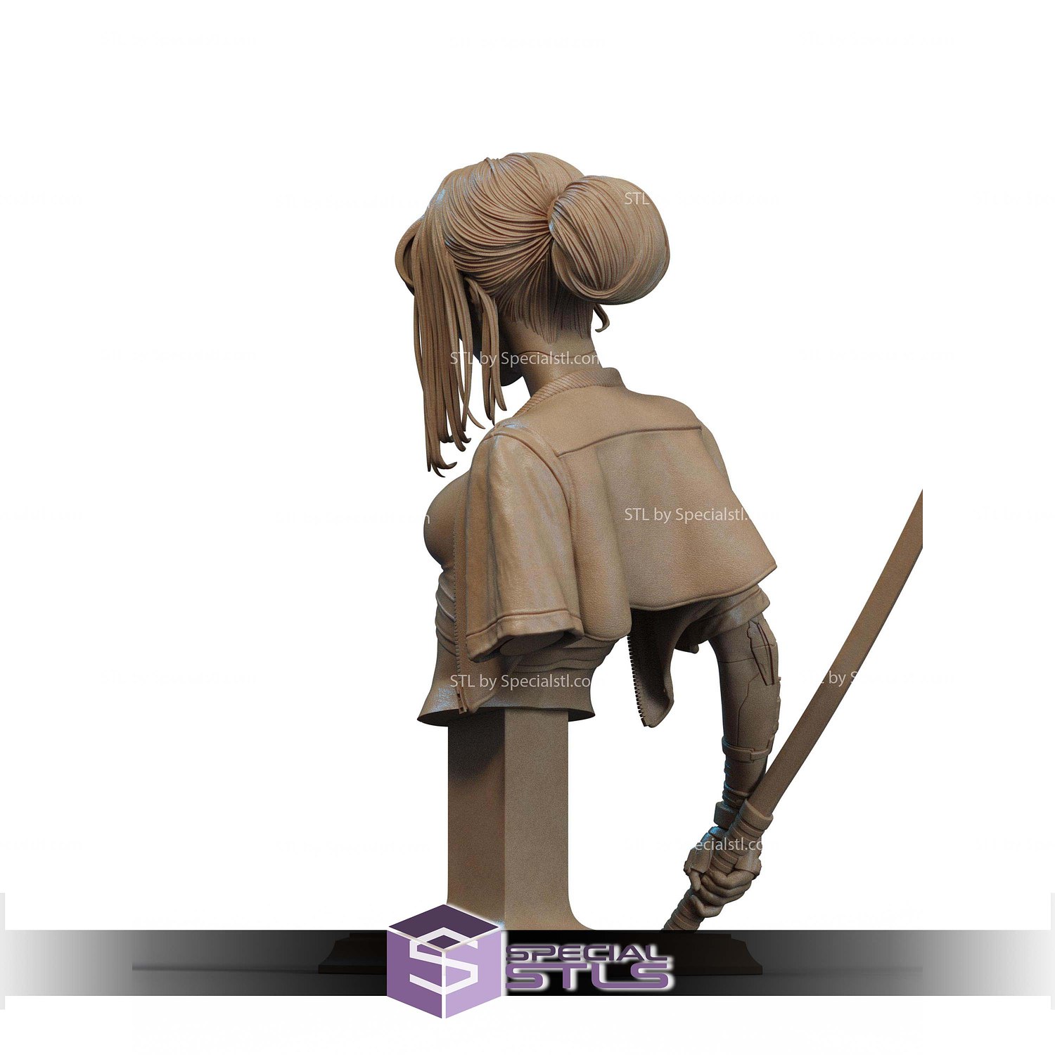 Cyber Samurai Fanart Bust STL Files 3D Model — view 3