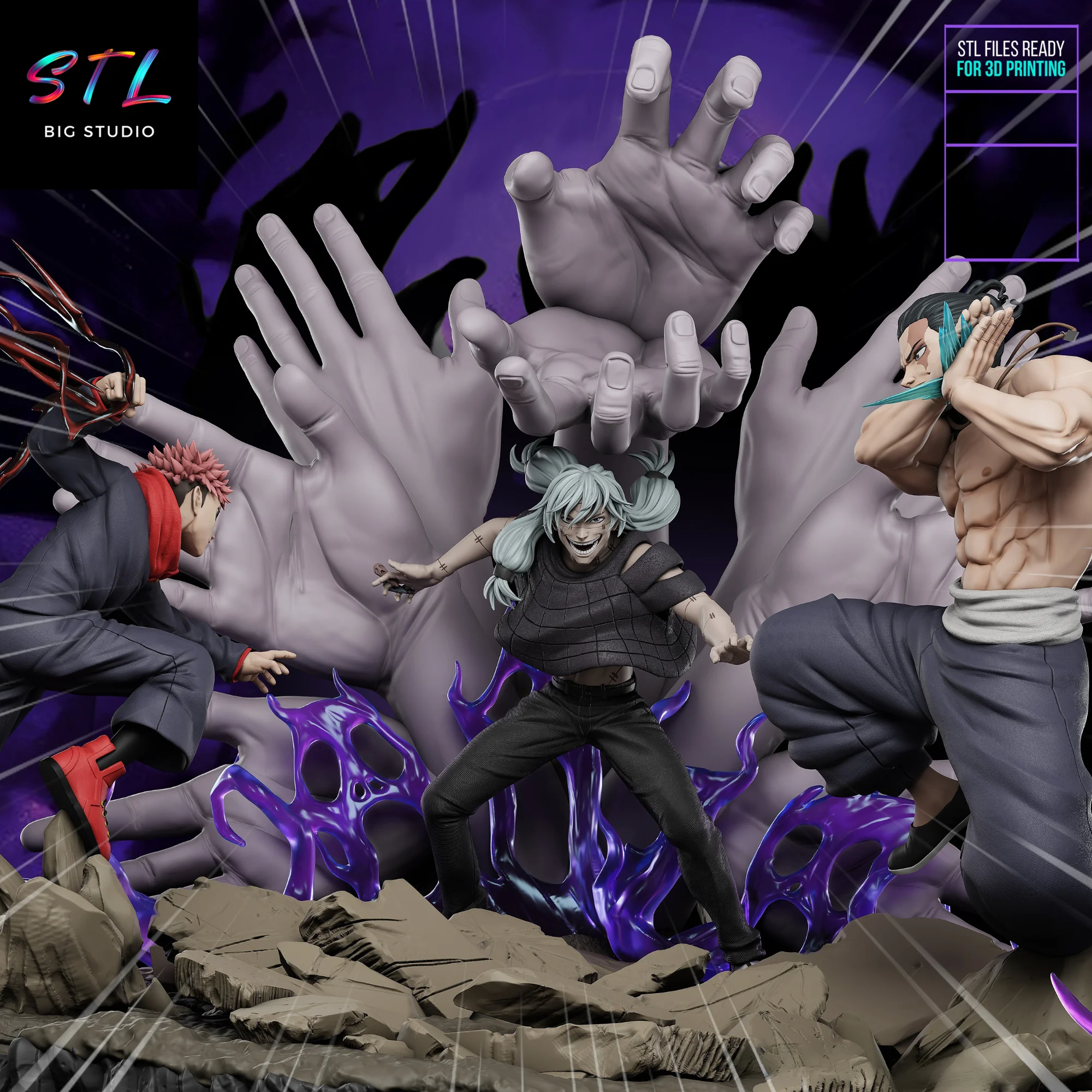 Itadori & Todo vs Mahito STL | Jujutsu Kaisen Diorama | 3D Printable Figure Model