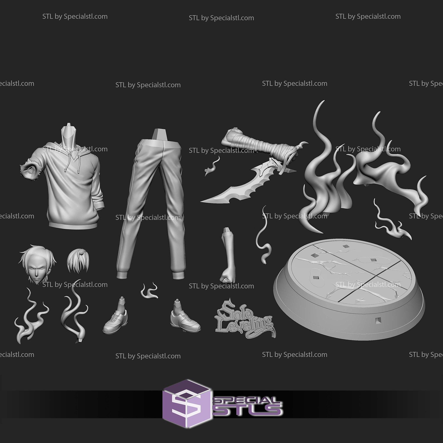 Sung Jin Woo Shadow 3D Printer Files STL Model — view 4