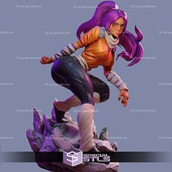 Yoruichi Shihoin in Action Rock Base 3D Printer Files STL Model