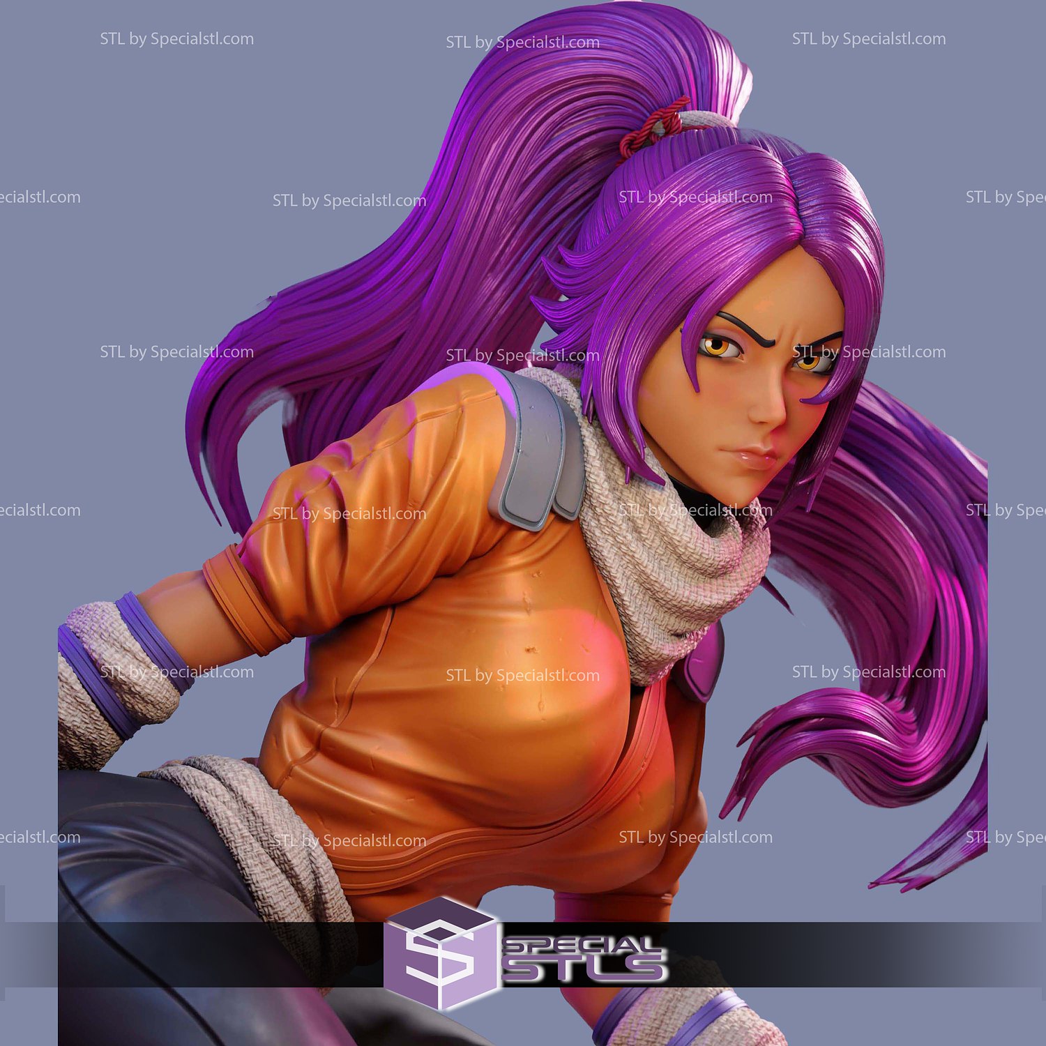Yoruichi Shihoin in Action Rock Base 3D Printer Files STL Model — view 3