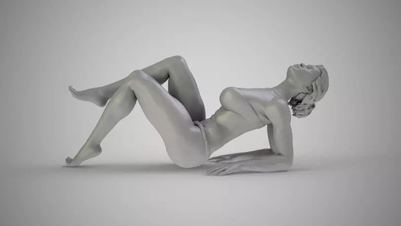 Woman Leaning Back on Elbows 3D STL Model