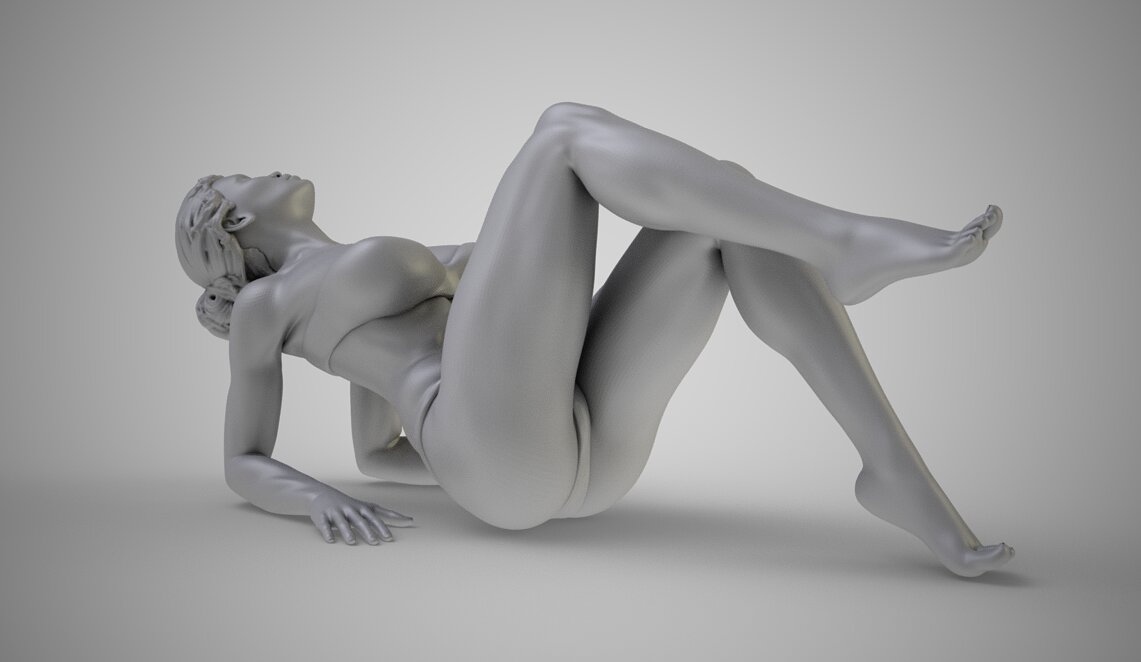 Woman Leaning Back on Elbows 3D STL Model — view 3