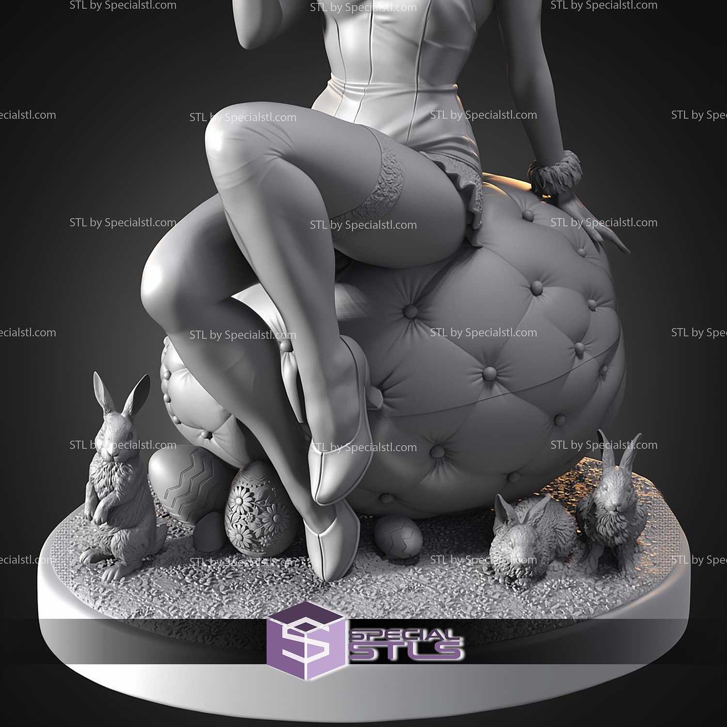 Happy Easter Girl 1 10 STL Files 3D Model — view 4