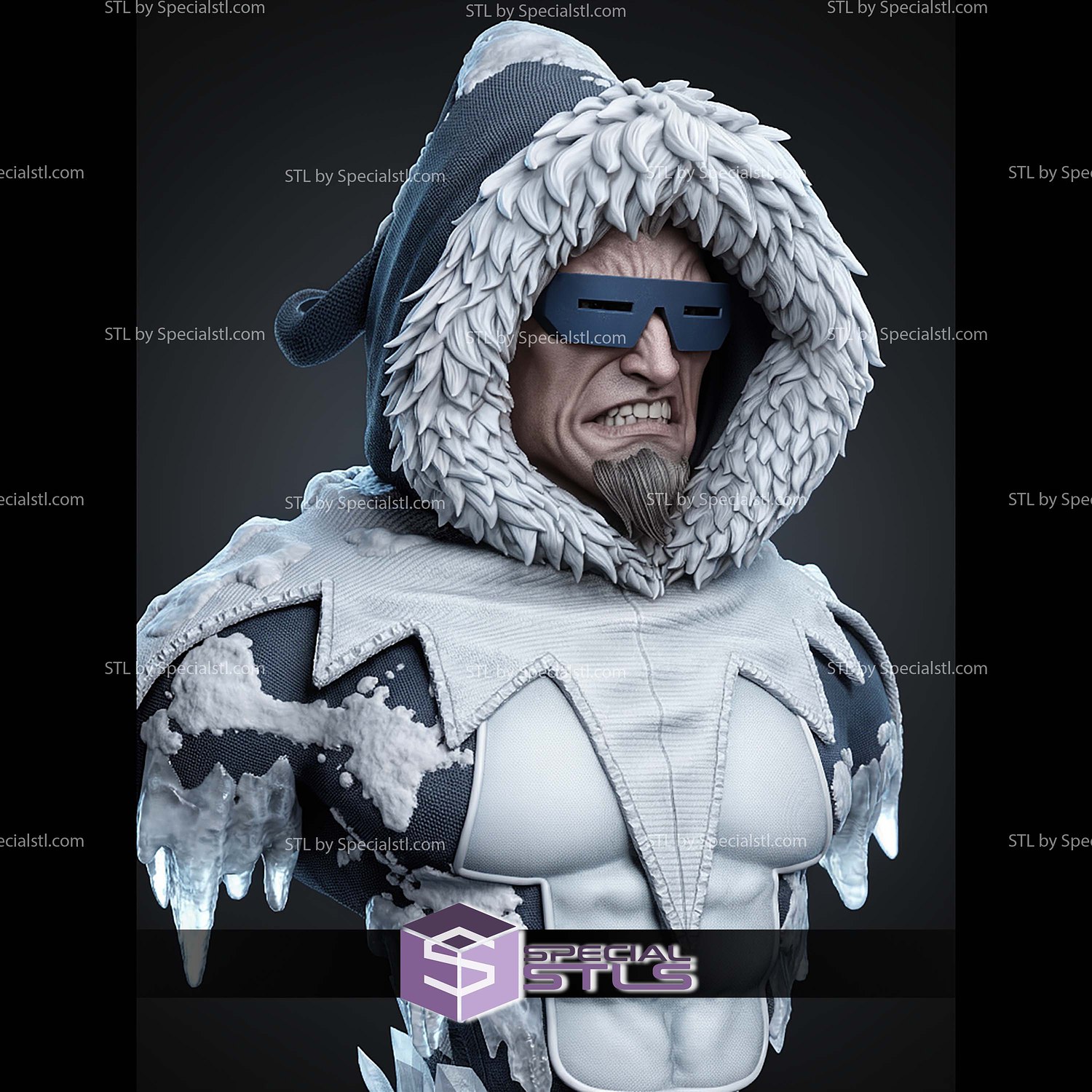Captain Cold Portrait Bust 1-4 STL Files 3D Model — view 2