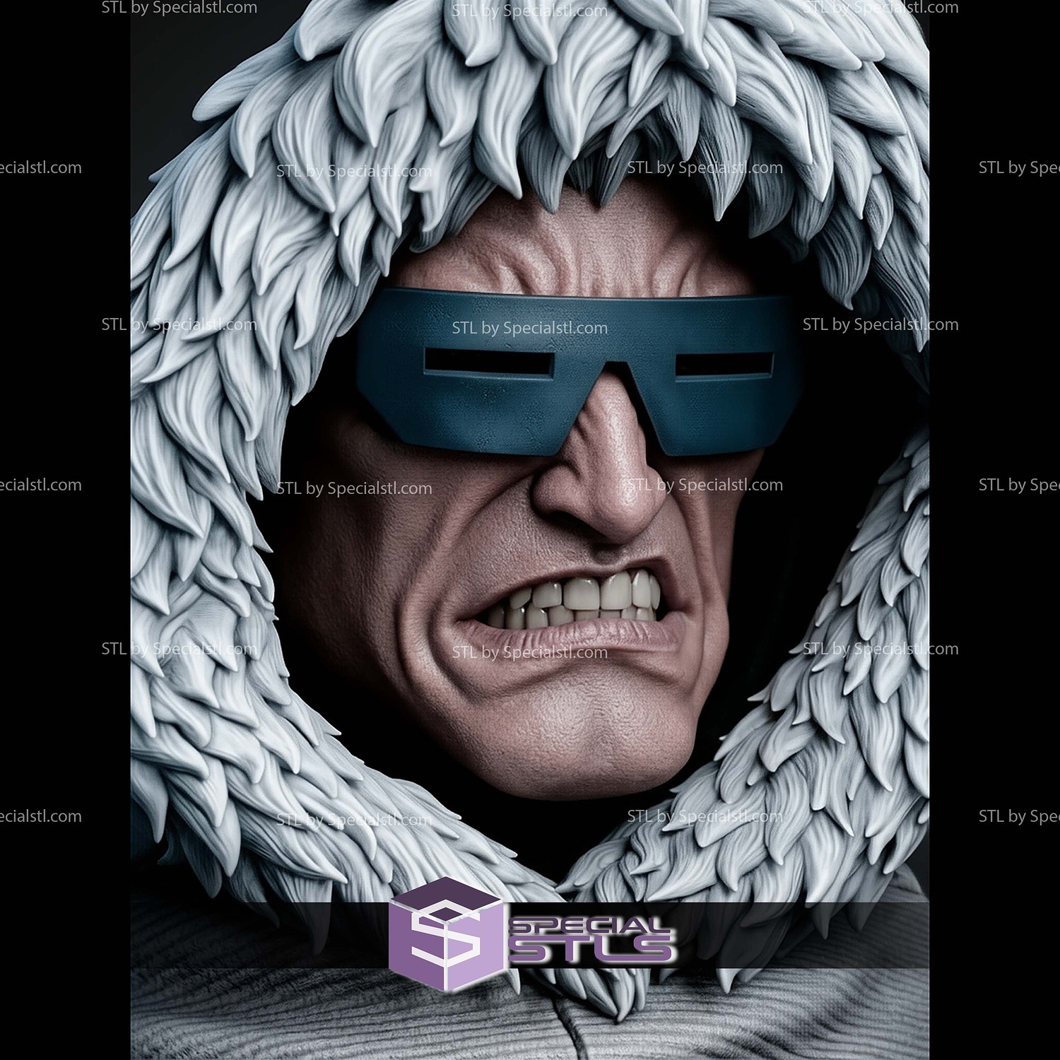 Captain Cold Portrait Bust 1-4 STL Files 3D Model — view 3