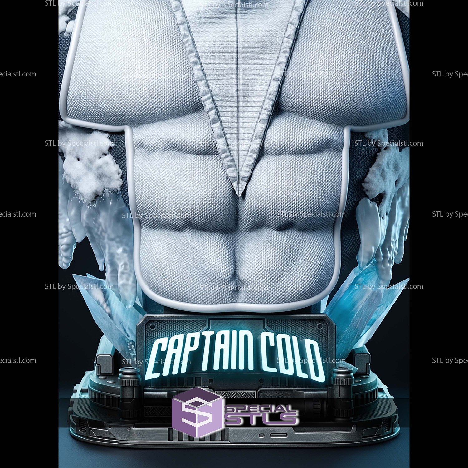 Captain Cold Portrait Bust 1-4 STL Files 3D Model — view 5