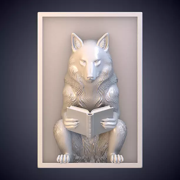Clever Reading Wolf Booknook Diorama Bookend PM-934 3D BLEND Model