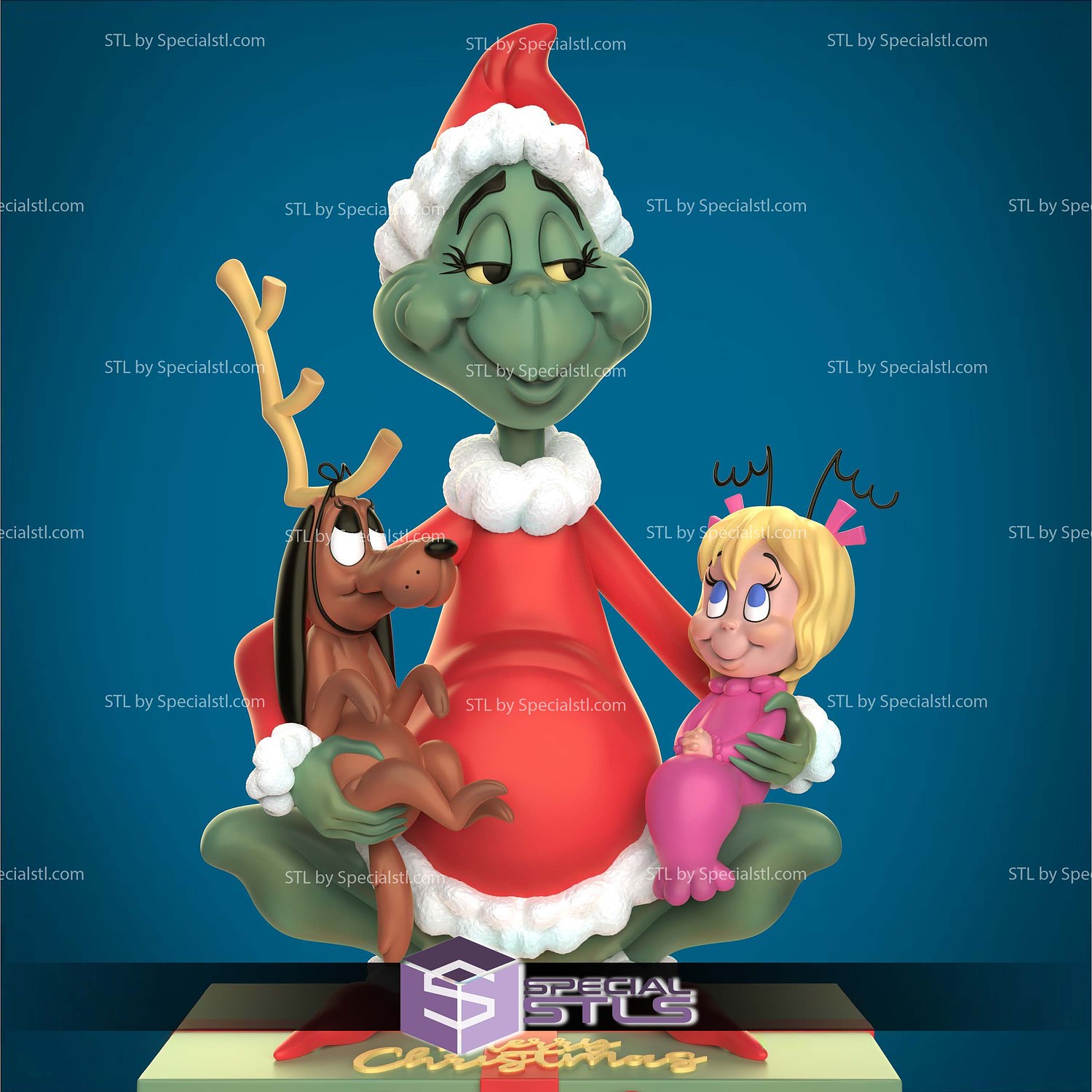 Grinch and Max and Cindy-Lou Sculptures 3D Printing STL Model — view 2