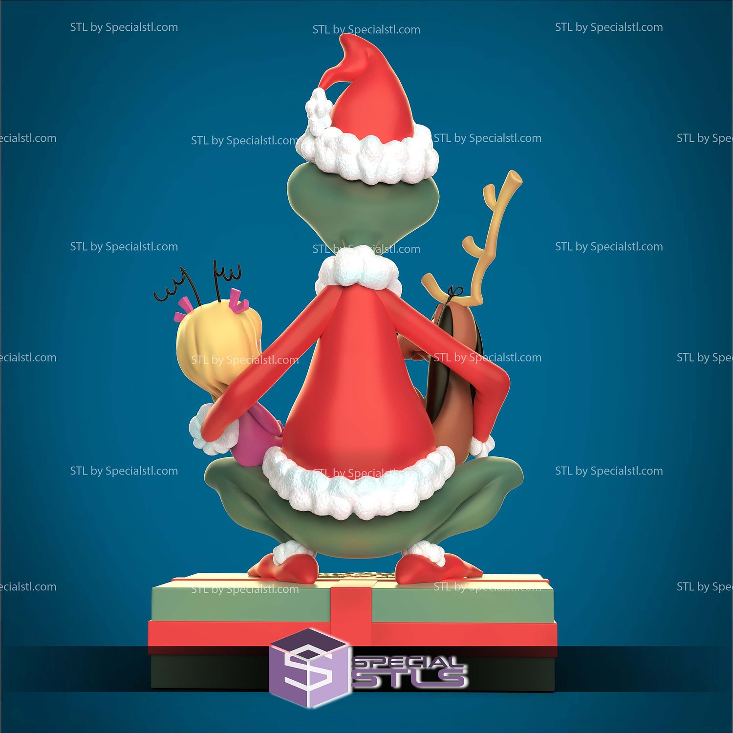 Grinch and Max and Cindy-Lou Sculptures 3D Printing STL Model — view 3