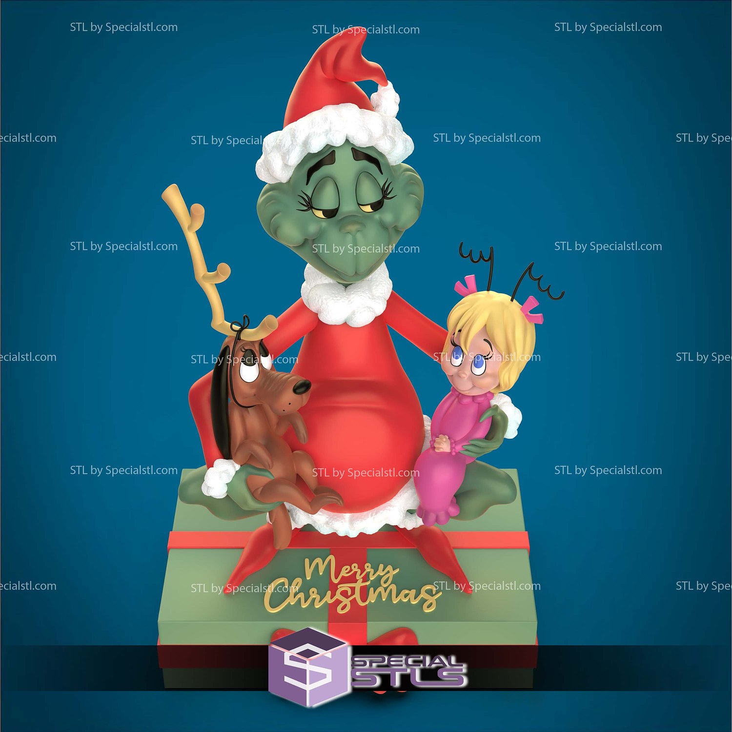 Grinch and Max and Cindy-Lou Sculptures 3D Printing STL Model — view 4