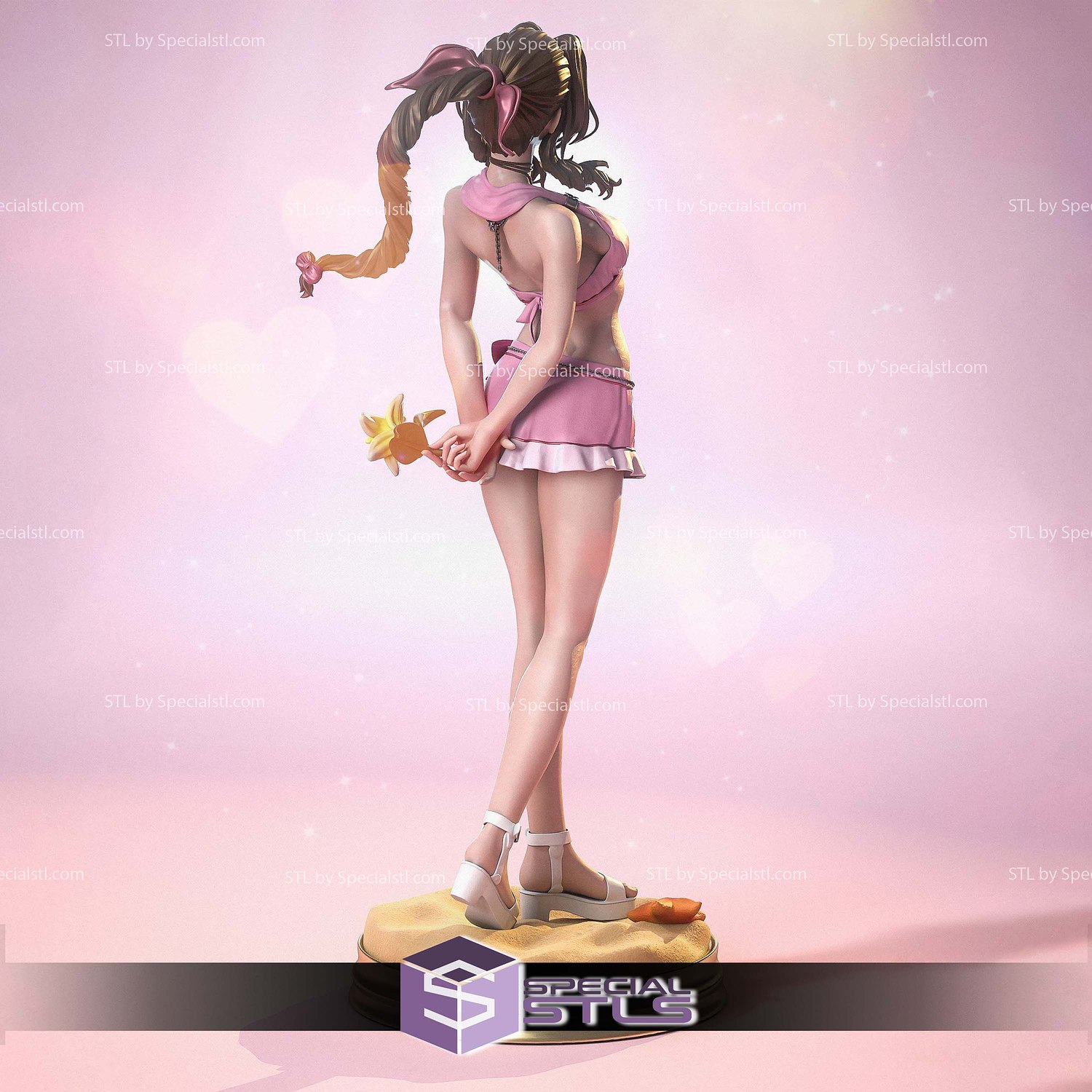 Aerith FF Pink Mermaid STL Files 3D Model — view 3