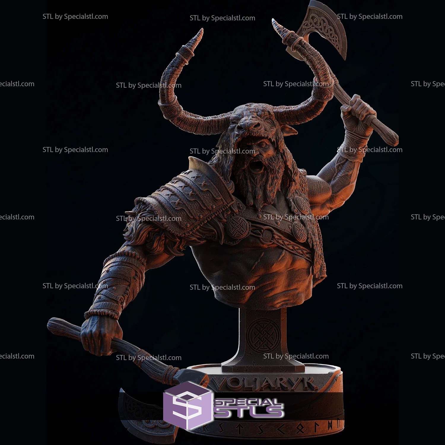 Voljaryk Vikings Warrior Bust 3D Printer Files STL Model — view 4