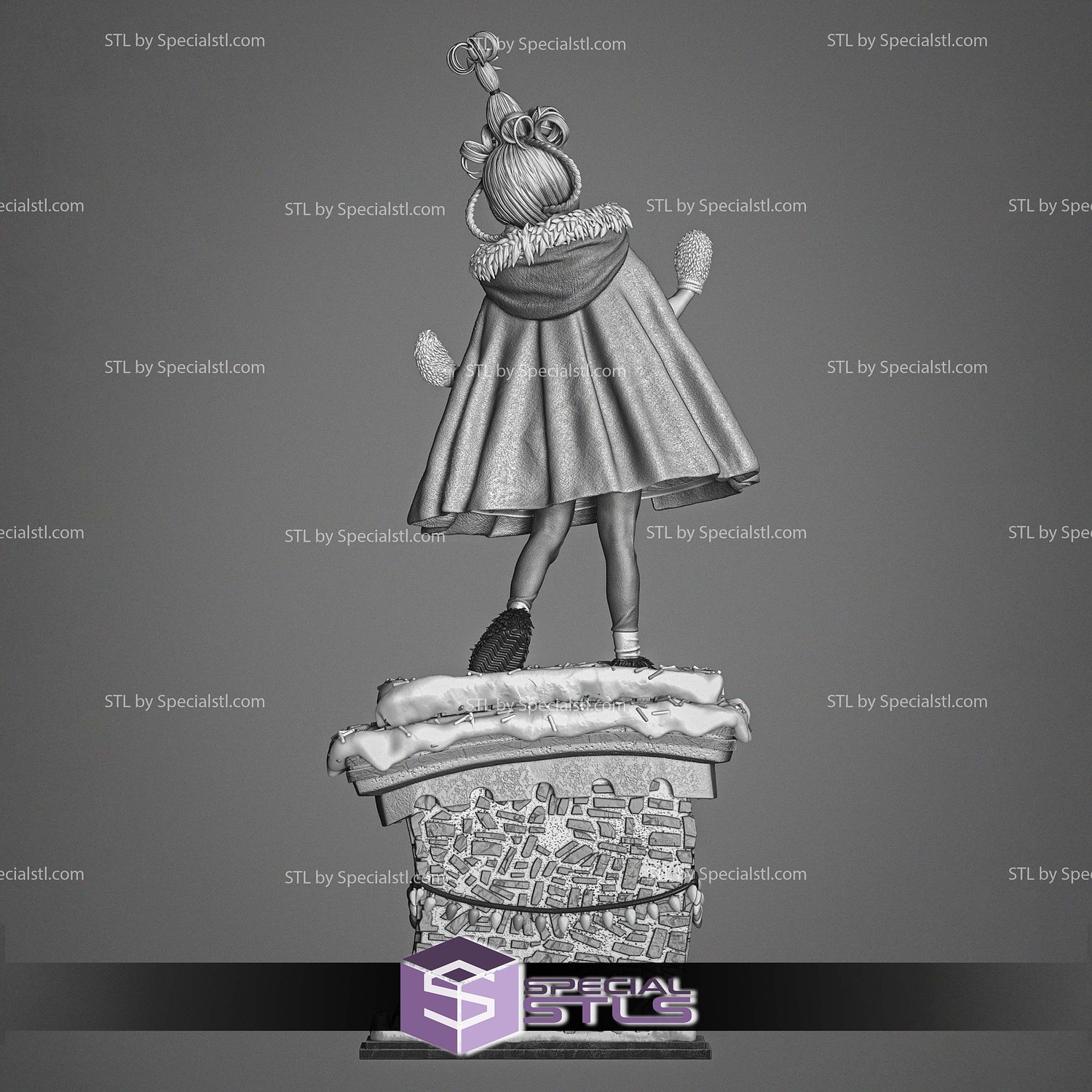 Cindy How the Grinch Stole Christmas Sculptures 3D STL Model — view 4