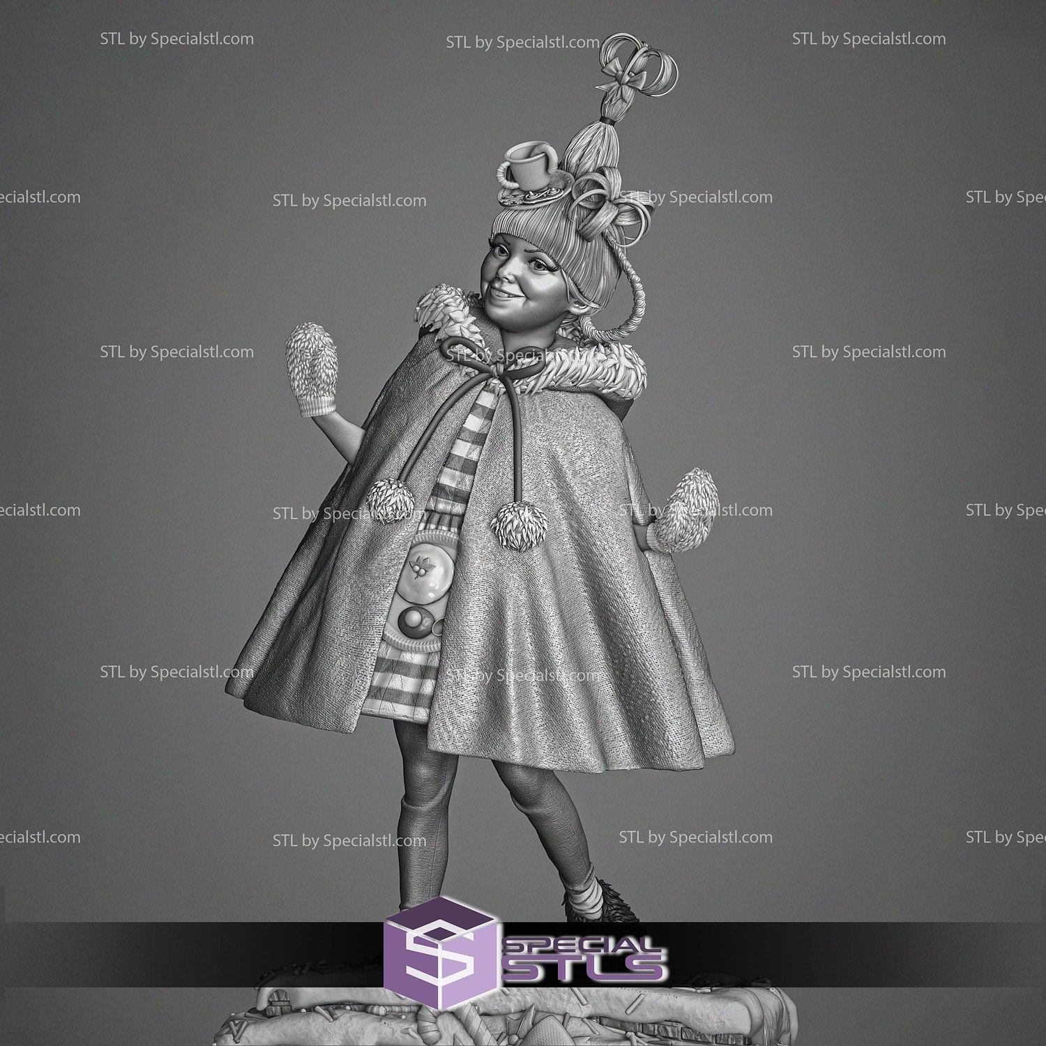 Cindy How the Grinch Stole Christmas Sculptures 3D STL Model — view 6