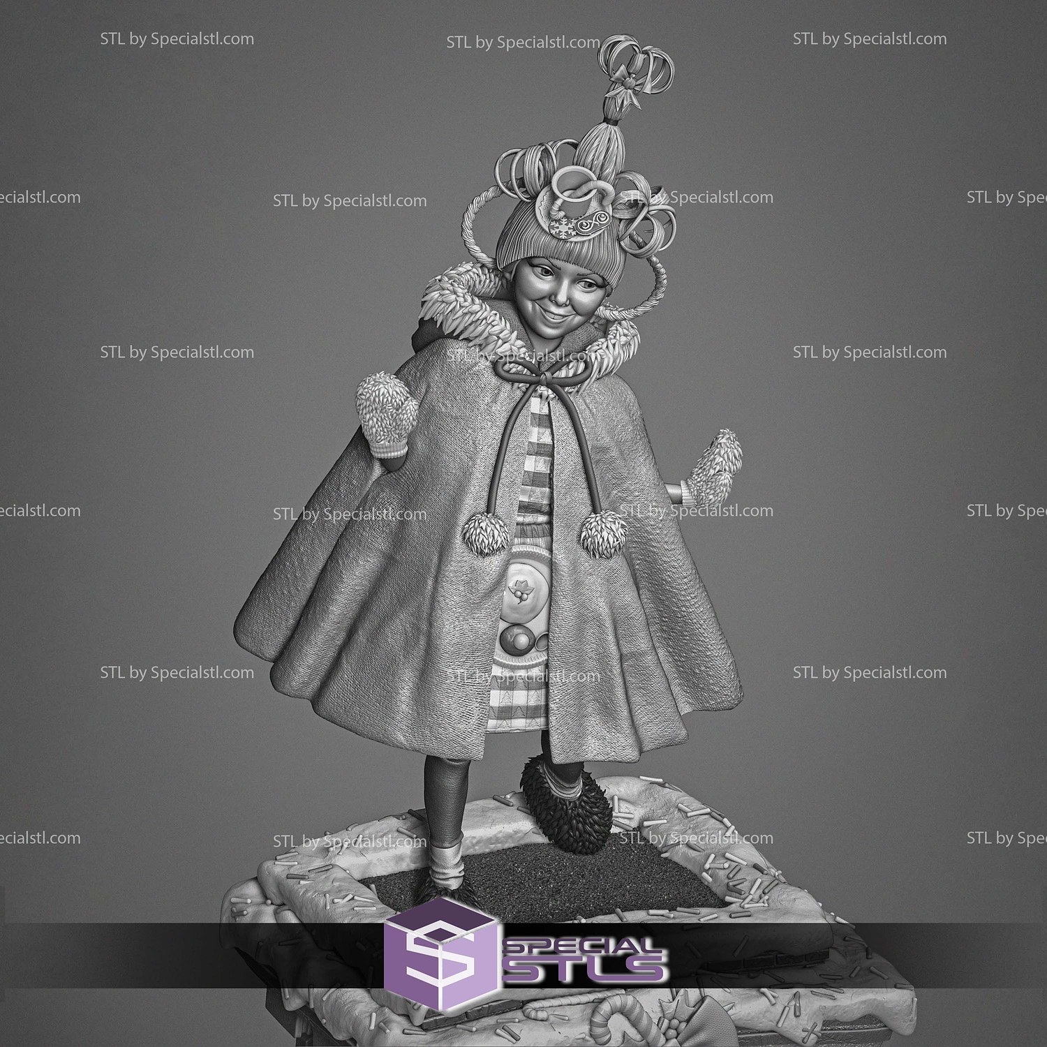 Cindy How the Grinch Stole Christmas Sculptures 3D STL Model — view 7