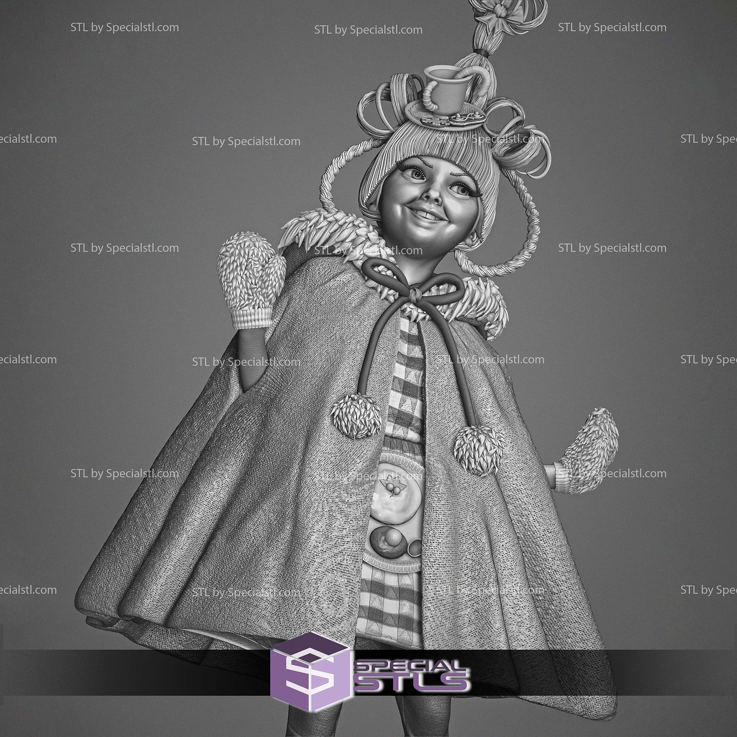 Cindy How the Grinch Stole Christmas Sculptures 3D STL Model — view 8