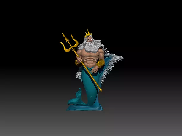 Fan Art King Triton - Disney Sculpture 3D OBJ Model