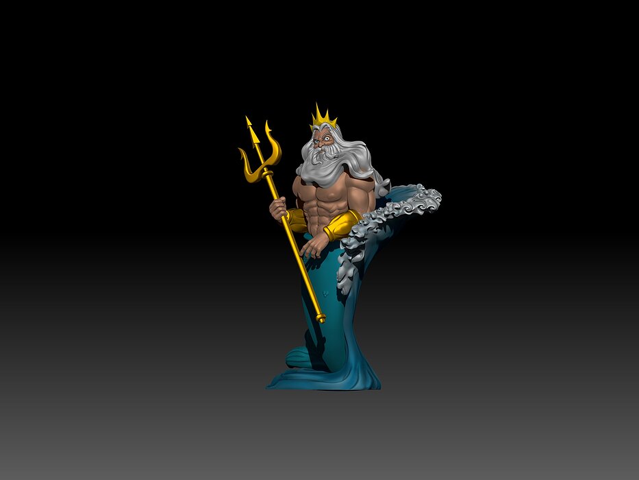 Fan Art King Triton - Disney Sculpture 3D OBJ Model — view 3