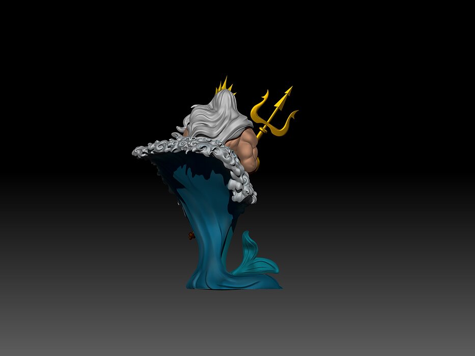 Fan Art King Triton - Disney Sculpture 3D OBJ Model — view 4
