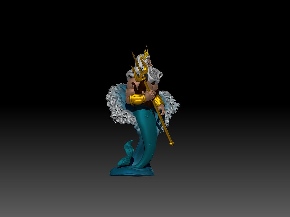 Fan Art King Triton - Disney Sculpture 3D OBJ Model — view 5