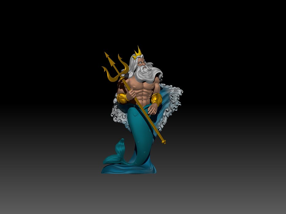 Fan Art King Triton - Disney Sculpture 3D OBJ Model — view 6