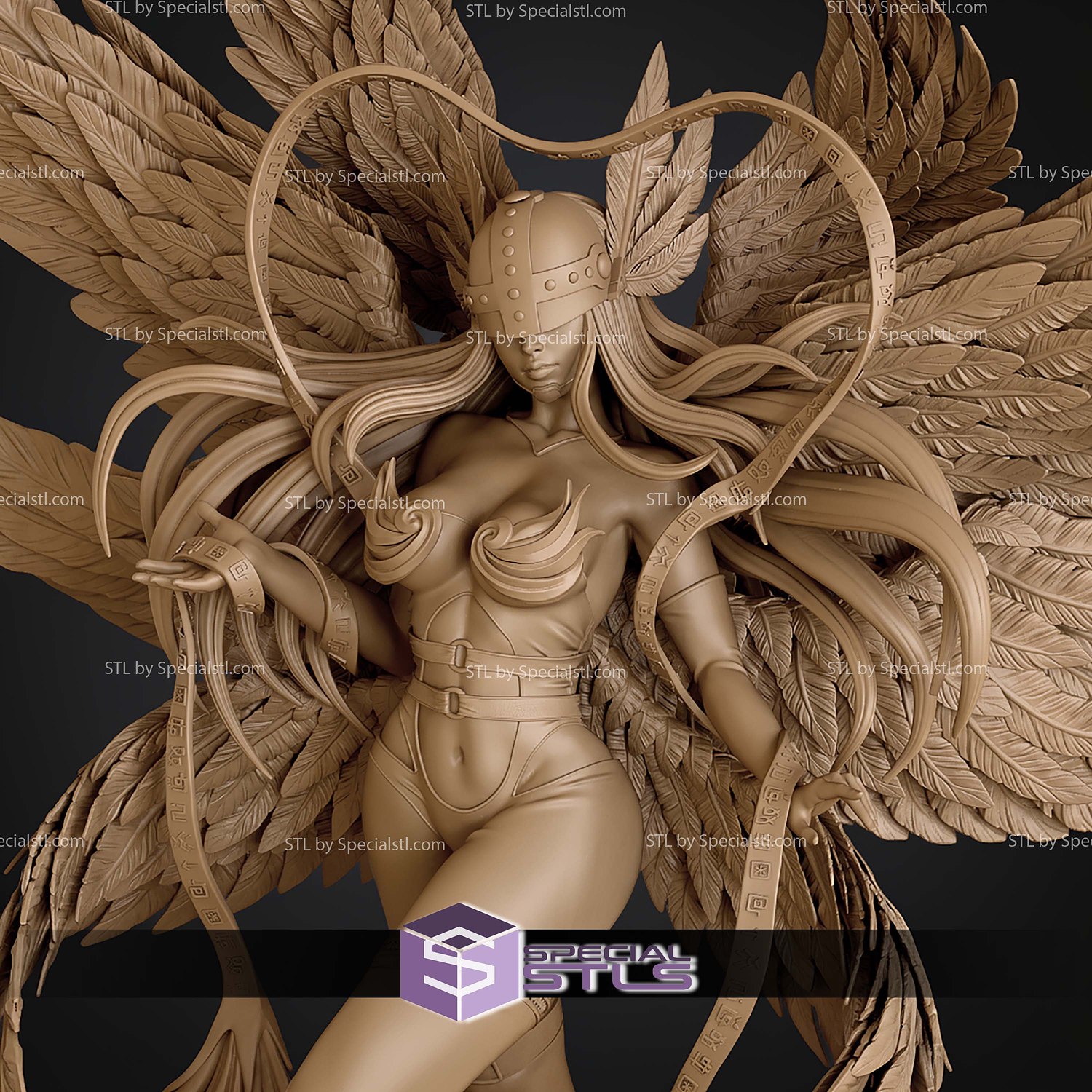 Angewomon Digimon 250mm STL Files 3D Model — view 5