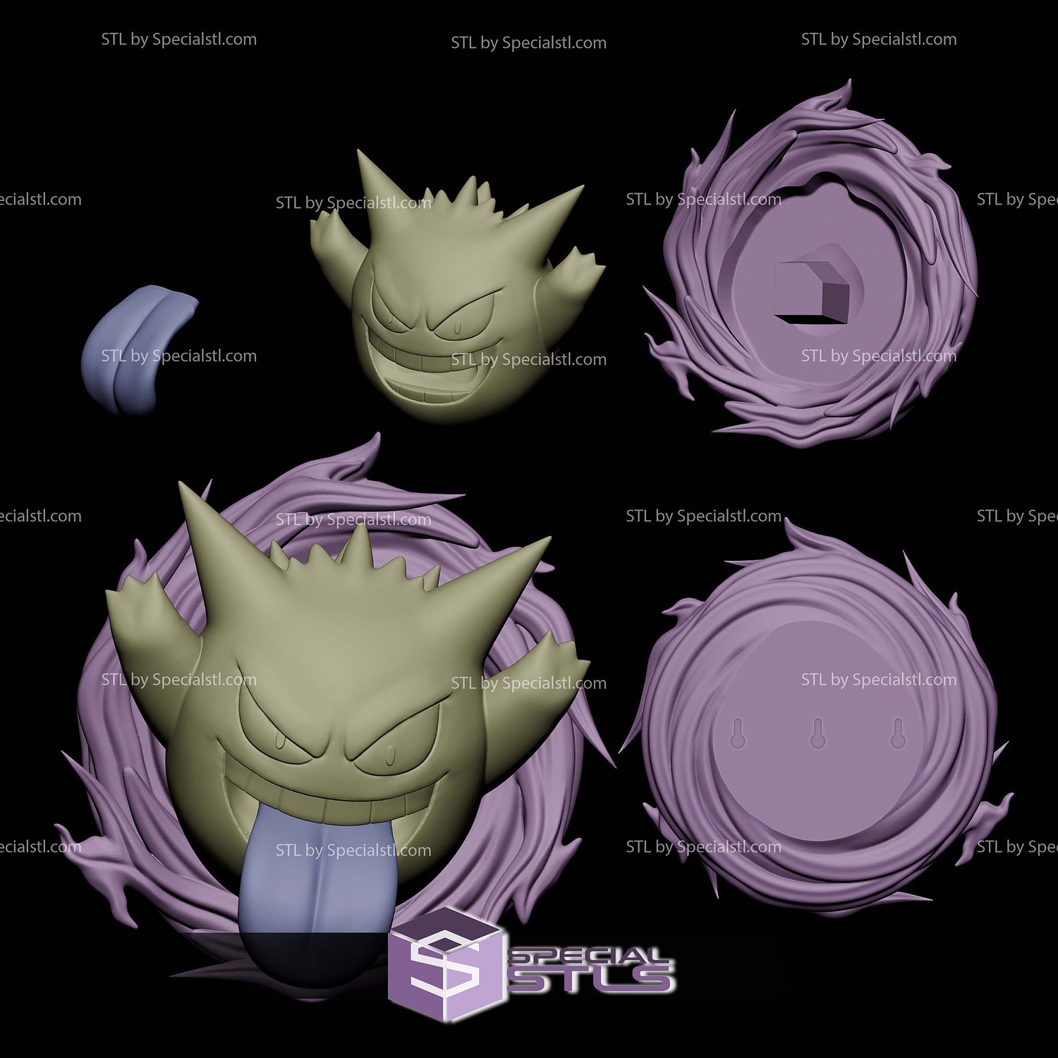 Gengar Wall Portal Sculptures 3D Printing STL Model — view 2