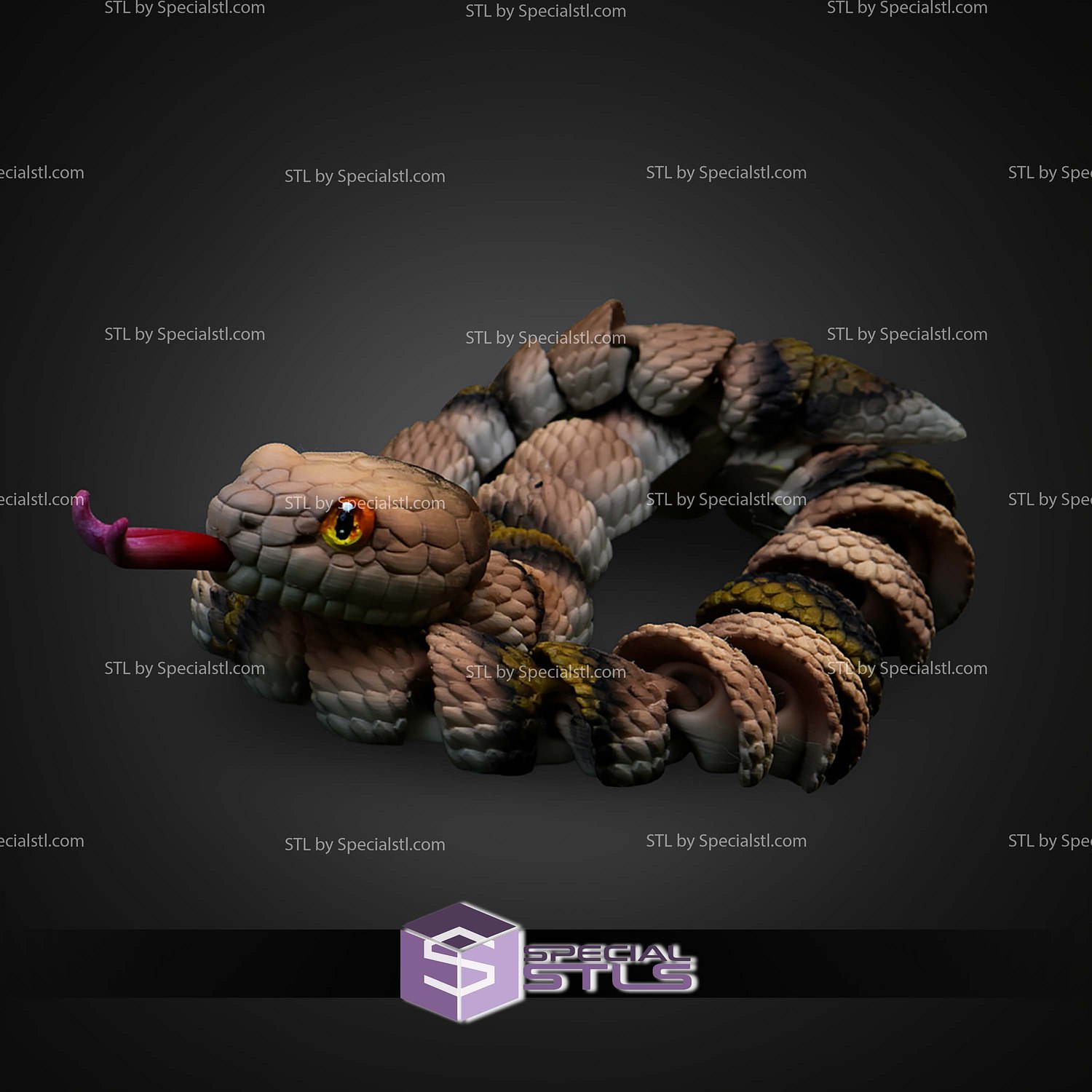 Super Basic STL Flexi Copperhead Snake 3D Model — view 2