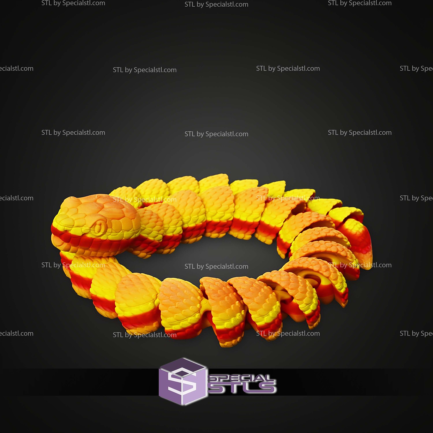 Super Basic STL Flexi Copperhead Snake 3D Model — view 5