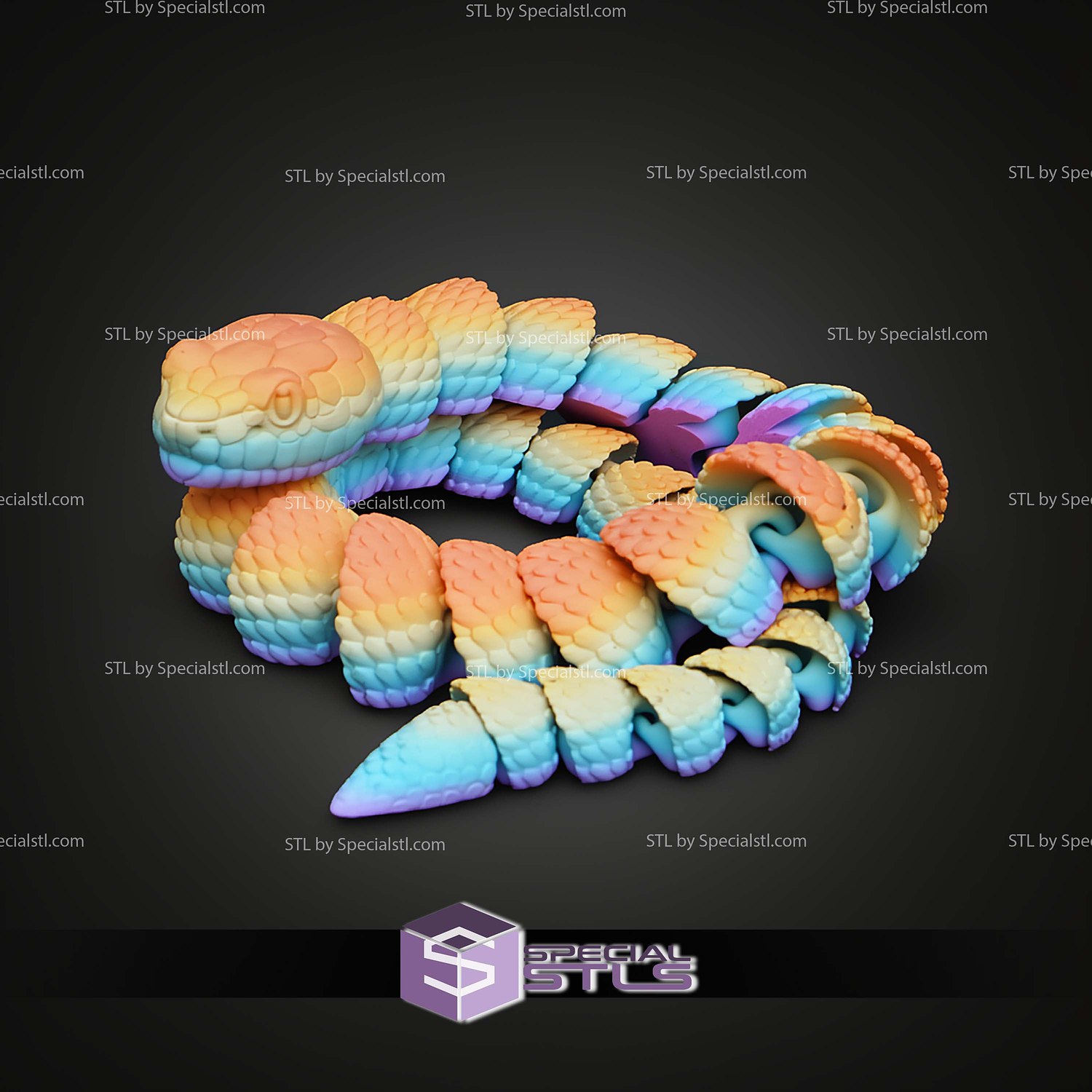 Super Basic STL Flexi Copperhead Snake 3D Model — view 6