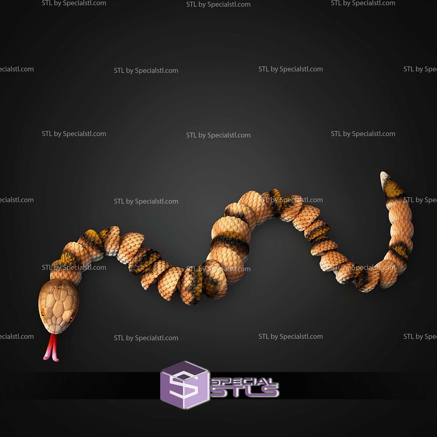 Super Basic STL Flexi Copperhead Snake 3D Model — view 7