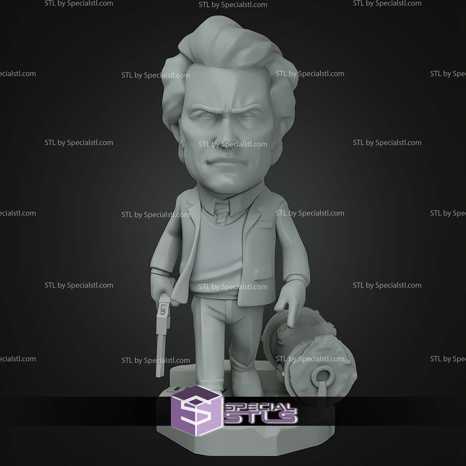 Chibi STL Collection Dirty Harry 3D Model — view 2