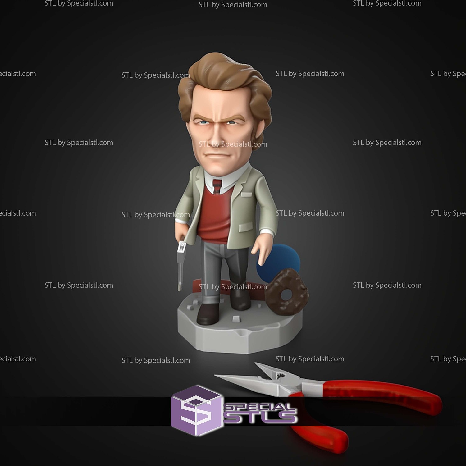 Chibi STL Collection Dirty Harry 3D Model — view 4