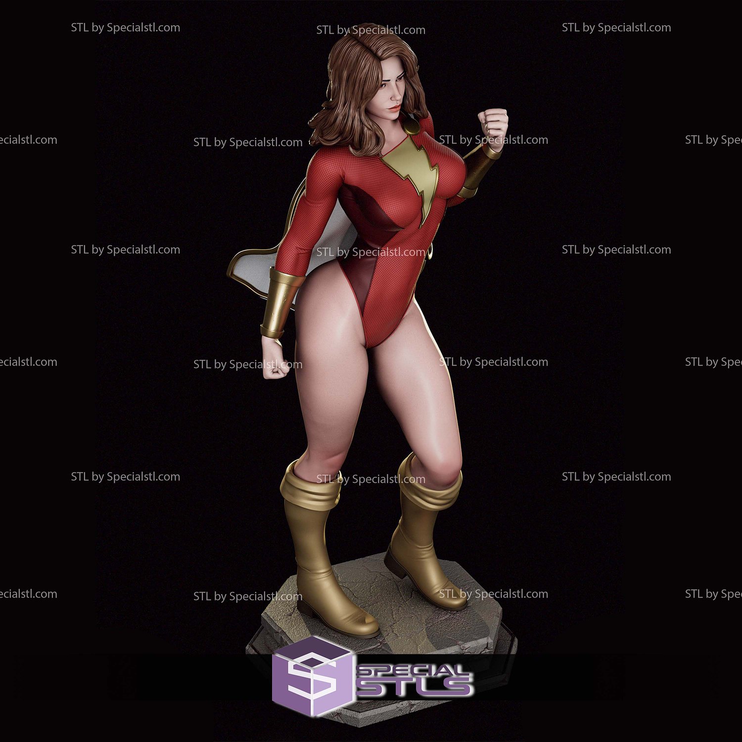 Mary Marvel Power Pose Sculptures 3D Printing STL Model — view 2