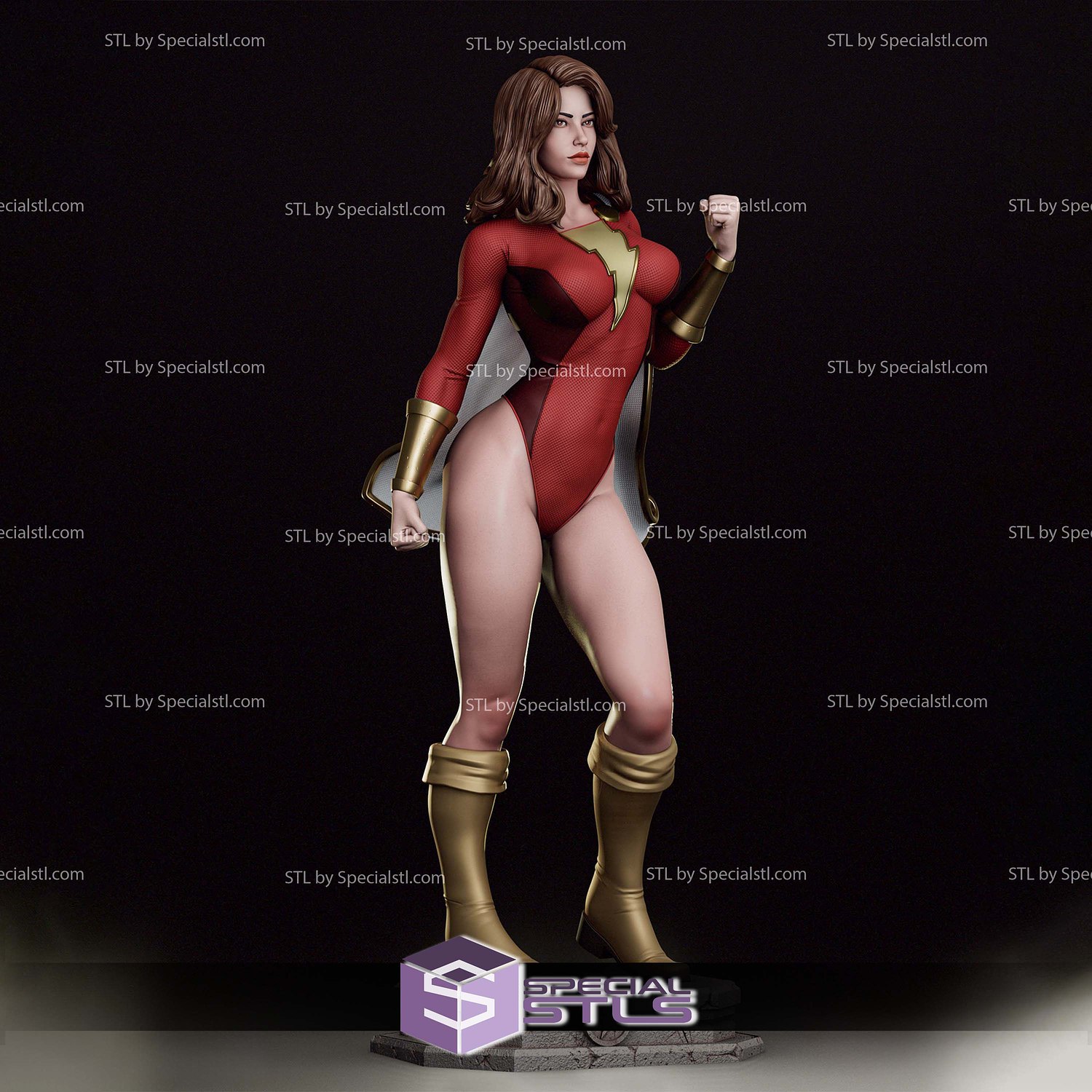 Mary Marvel Power Pose Sculptures 3D Printing STL Model — view 4